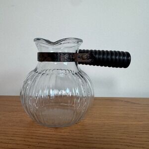Vintage Silex 1.5 Cup Dripolator Ribbed Glass Coffee Carafe Pot Black Handle